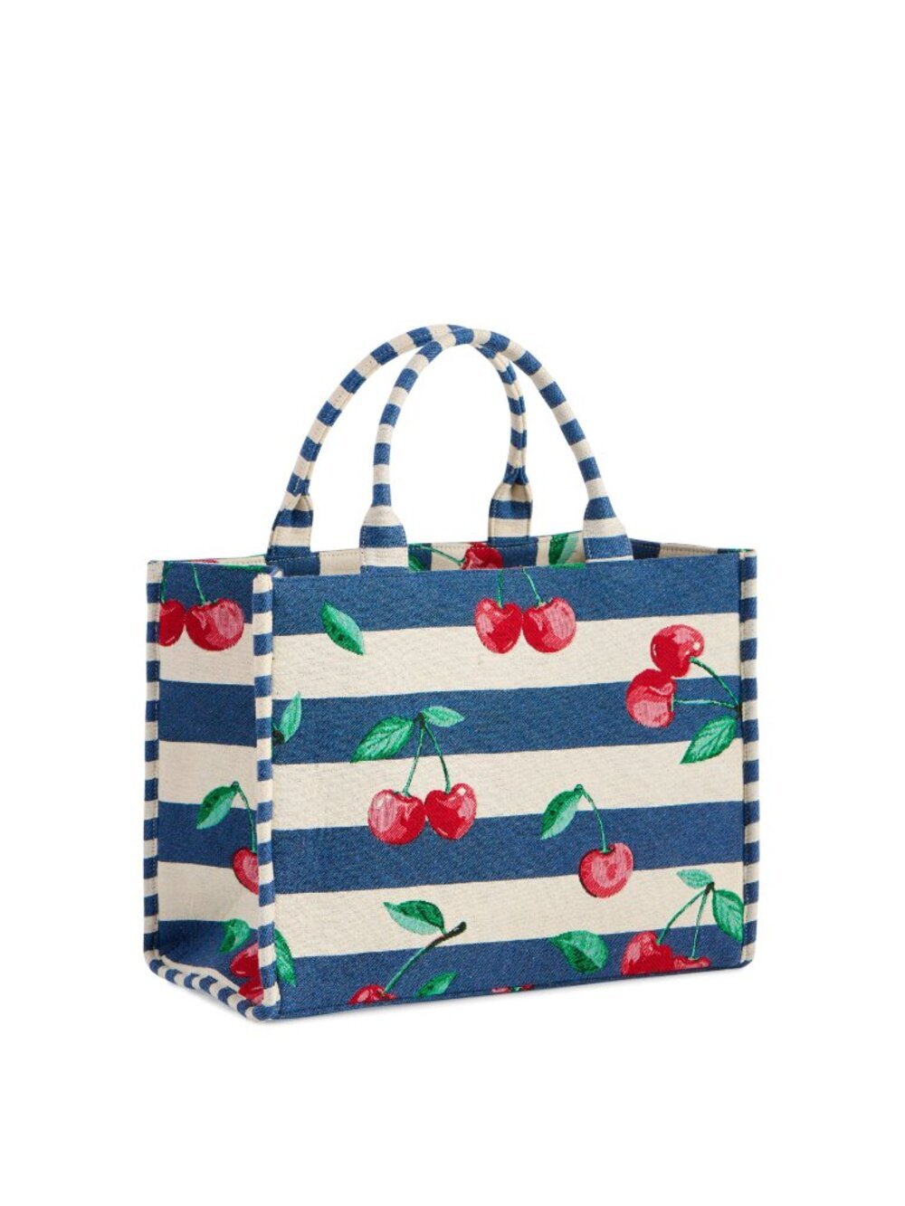 Sunny! Cherry Stripe Jacquard Tote — Spacious Carryall - Picture 2 of 3
